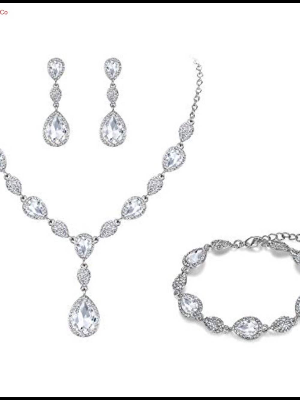 Bridal Jewelry Set Necklace Bracelet Earrings Austrian Crystal CZ